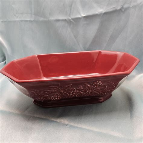 Longaberger Pottery Nature S Garland Embossed Serving Bowl Paprika Ebay