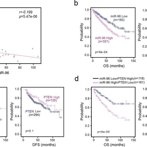 Associations Of Higher Mir 96 And Lower Pten Expression Levels With A