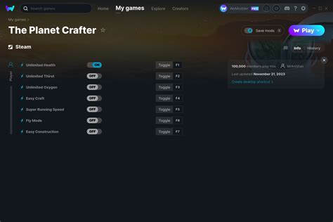 The Planet Crafter Cheats Trainers For PC WeMod