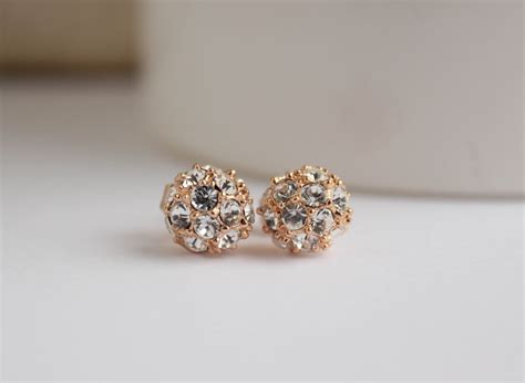 Rose Gold Studs Rose Gold Earrings 18k Rose Gold Sparkle Etsy