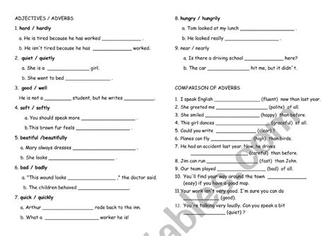 Adjectives And Adverbs Esl Worksheet By Loretomf70