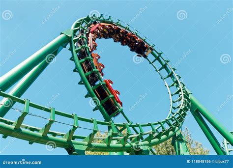 Loop Rollercoaster Fun Ride Amusement Park Stock Photo - Image of high ...