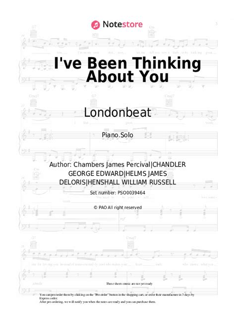 I Ve Been Thinking About You Piano Sheet Music Londonbeat In Note Store