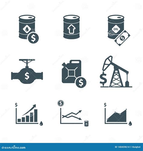 Oil Commodity Price Icons Set Stock Vector - Illustration of icon