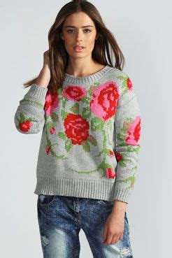 Lola Digital Rose Print Jumper 36 Knitwear Sale Printed Jumpers