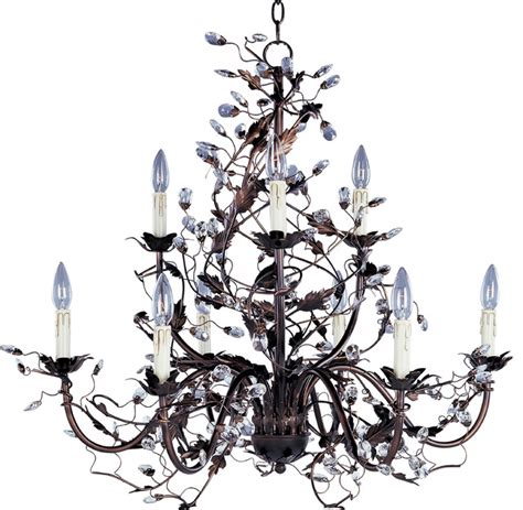 Oil Rubbed Bronze Leaf And Vine Crystal Chandelier Chandeliers Lighting