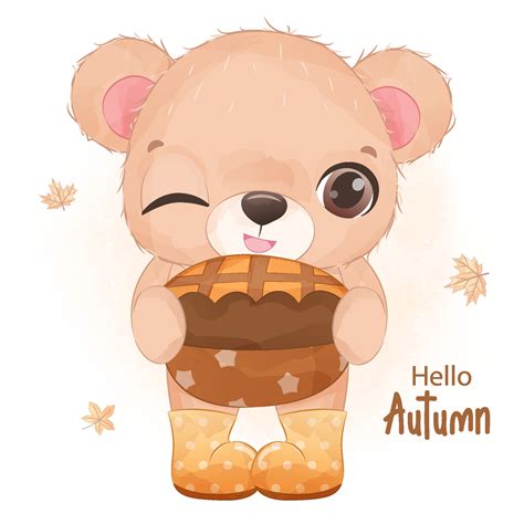 Autumn series little bear illustration 11469076 Vector Art at Vecteezy