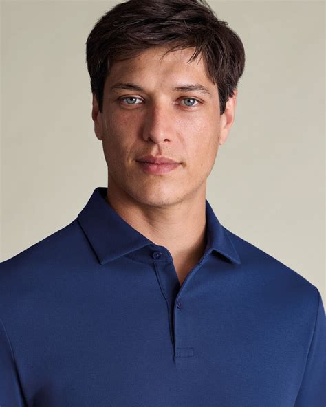 long sleeve smart pique polo royal blue charles tyrwhitt
