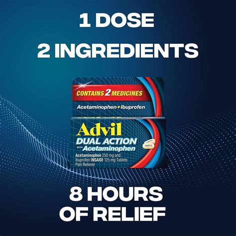 Advil Dual Action Coated Caplets With Acetaminophen 250 Mg Ibuprofen