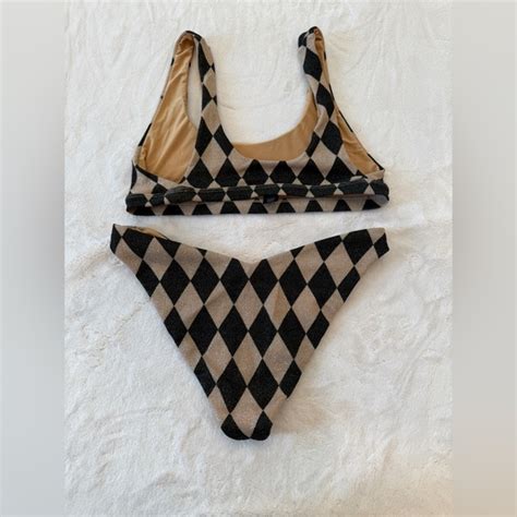Beach Riot Swim New Set Beach Riot Diamond Shine Vanessa Bikini Black Gold 3121 Poshmark
