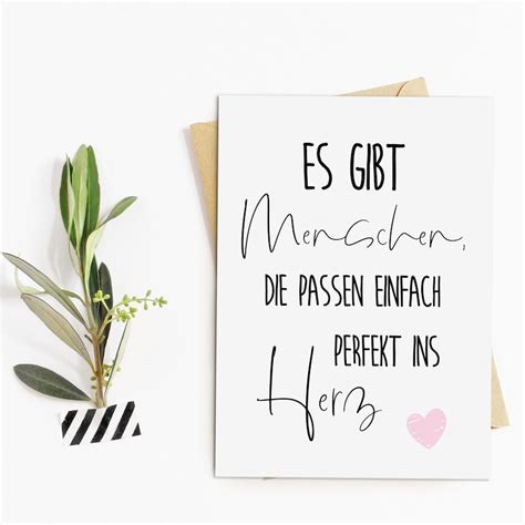 Postkarte Es Gibt Menschen Die Passen Einfach Perfekt Ins Herz Etsy De