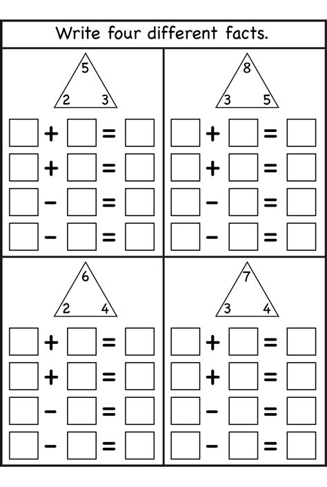 Fact Families 1st Grade Worksheets