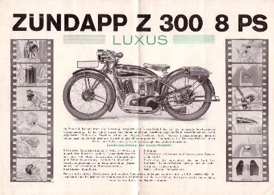 Motor lit de Zündapp Z 300 Prospekt brochure 5 1929