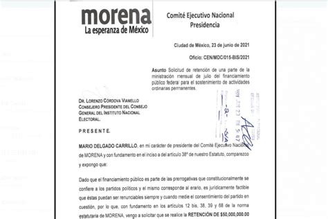 Morena Solicita Al Ine Que Le Retenga Millones De Pesos Horas