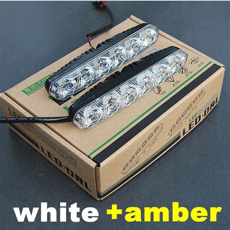 Afaecar White Amber Car Styling Leds W Drl Waterproof Car Daytime