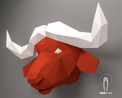 Buffalo Pepercraft Head Papercraft Trophy Pdf Kit 3D DIY Etsy México