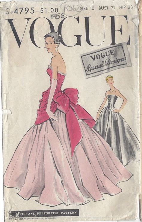 1957 Vintage VOGUE Sewing Pattern DRESS B31 R562 Vogue S4795 Etsy UK