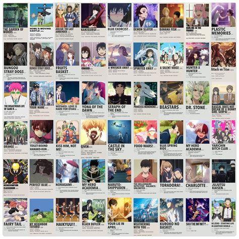 Anime Poster Collage Set, Minimalist, 60 Pieces, Coated Paper, Manga ...