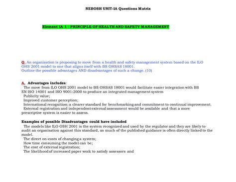 Sample Nebosh Exam Questions And Answers 2