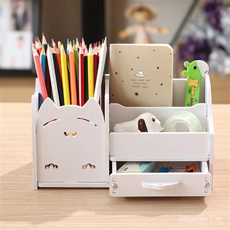 Multi Function 4 Grid Desktop Pen Holder Office School Stationery