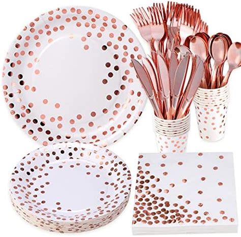 Amazon HOMIX 350 Pcs Rose Gold Plates And Napkins Party Supplies