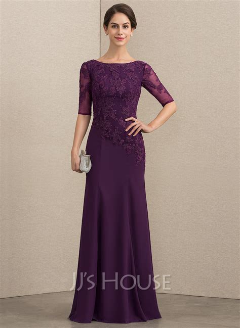 Trumpet Mermaid Scoop Neck Floor Length Chiffon Lace Mother Of The