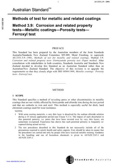 AS 2331 3 9 2001 Methods Of Test For Metallic And Related Coatings