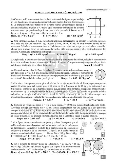 Tema 4 Hoja Problemas TEMA 4 DINÁ MICA DEL SÓL IDO RÍGIDO 1