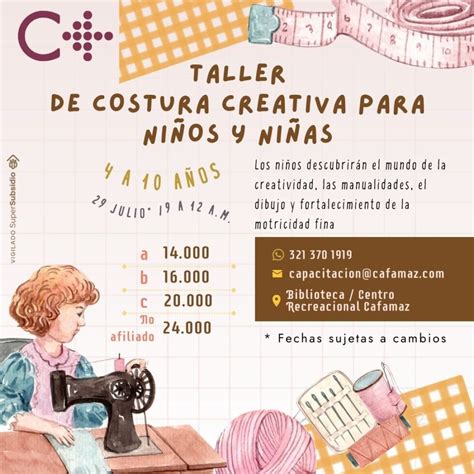 Taller De Costura Creativa Para Ni Os Y Ni As Cafamaz