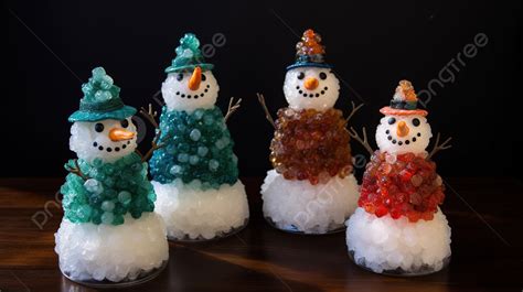 Four Snowman Made Out Of Resins Background Picture Of Snowman