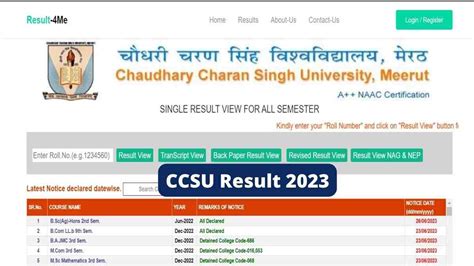 CCSU Result 2023: Chaudhary Charan Singh University UG, PG Result Link ...