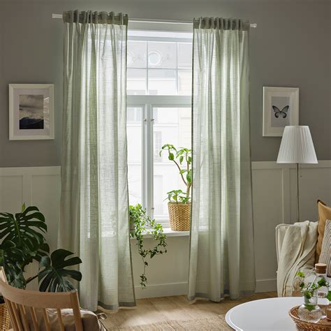 SILVERLÖNN гардины, 2 шт. светло-зеленый 145x300 см | IKEA Lietuva
