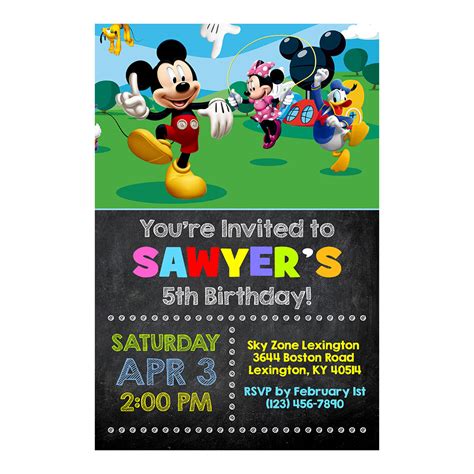 Mickey Mouse Clubhouse Invitations Chalkboard - General Prints