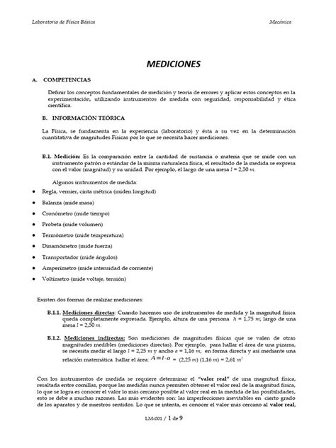 Lab Mediciones Teórico Pdf Medición Exactitud Y Precisión