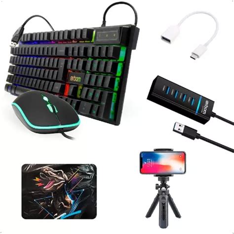 Kit Gamer P Celular Mobilador Teclado Mouse Jogar Free Fire