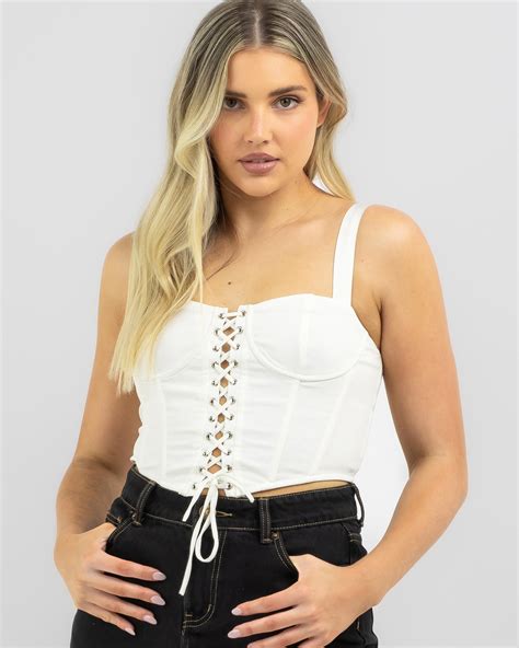 Shop Ava And Ever Dolly Lace Up Top In White Fast Shipping And Easy Returns City Beach Australia