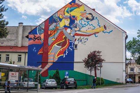 Mural In Cieszyn City Poland Editorial Stock Photo Image Of Folk