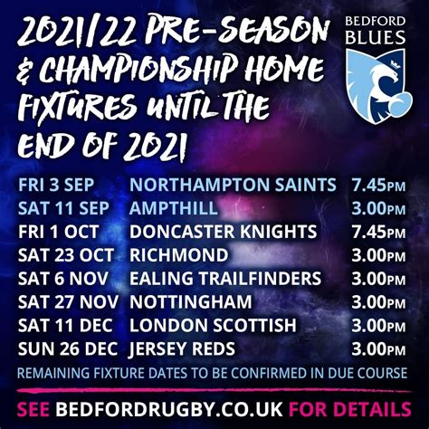 2021 Blues Fixtures Announcement : Bedford Blues RFC