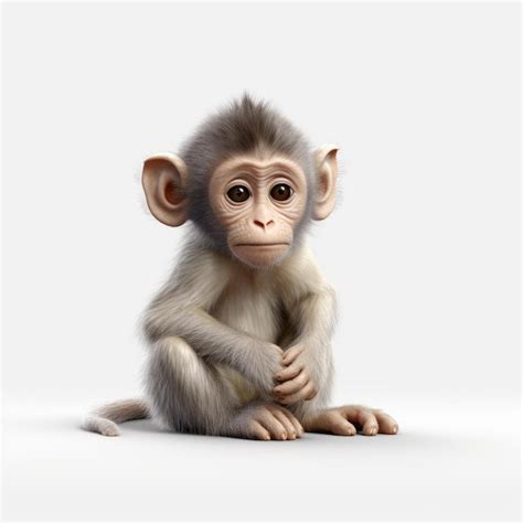 Premium AI Image Realistic Pixarstyle Monkey On White Background In