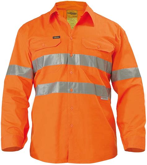 Bisley 3m Lightweight Gusset Cuff Hi Vis Shirt Long Sleeve Orange