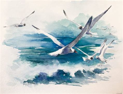 M Wen Im Flug Aquarell Malen Am Meer