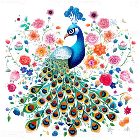 A Beautiful Peacock With Colorful Feathers Open Digital Clipart Blue