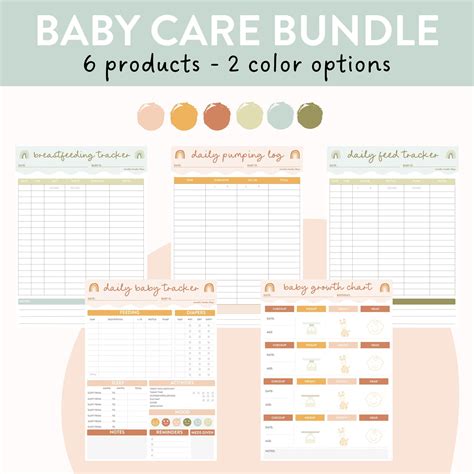 Printable Daily Baby Care Bundle - Baby Tracker, Baby Growth Chart