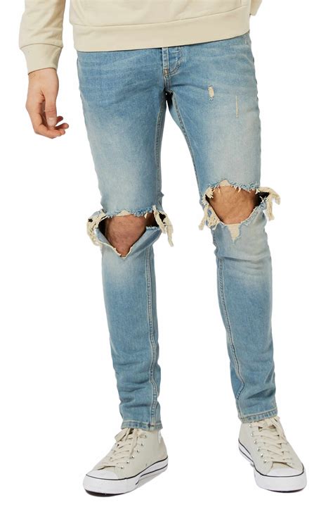 Topman Ripped Stretch Skinny Jeans Ripped Jeans Men Mens Destroyed