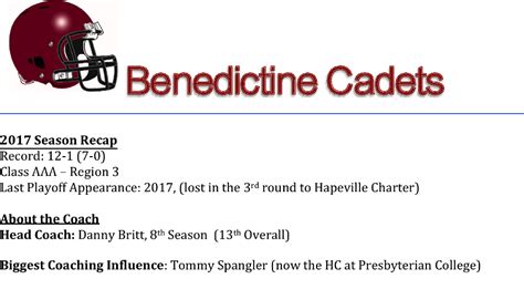 Benedictine Cadets Football Preview - The Turd Furgeson Report