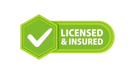 Licensed Insured Badge With A Check Mark Label Or Sticker Stock Vector