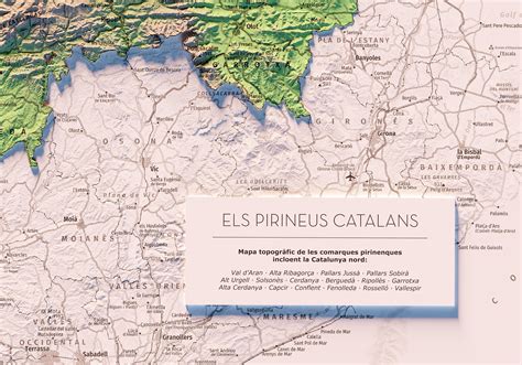 El Pirineu Català Incloent La Catalunya Nord Mapa Topogràfic En Color