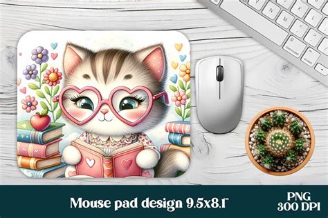 Cute cat book mouse pad sublimation | Mouse pad wrap design