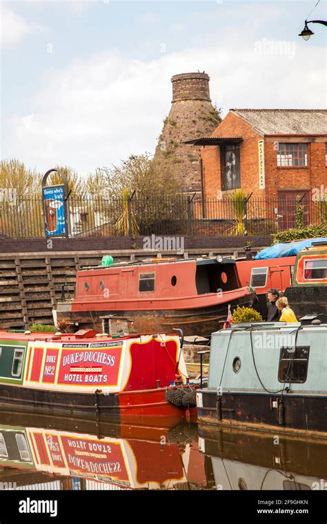 Narrowboats On The Trent And Mersey Canal At Longport Boat Yard Stoke