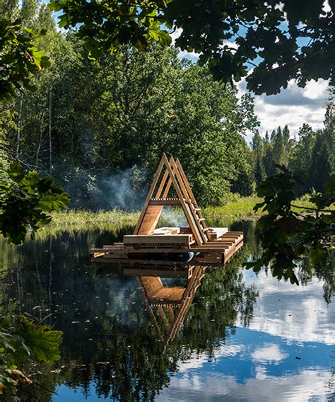 students build floating structures  flooded area  estonia